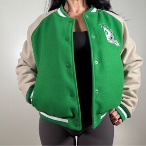 Vintage Green and Tan Women's Varsity Jacket NY Jets NFL Brand New with tags